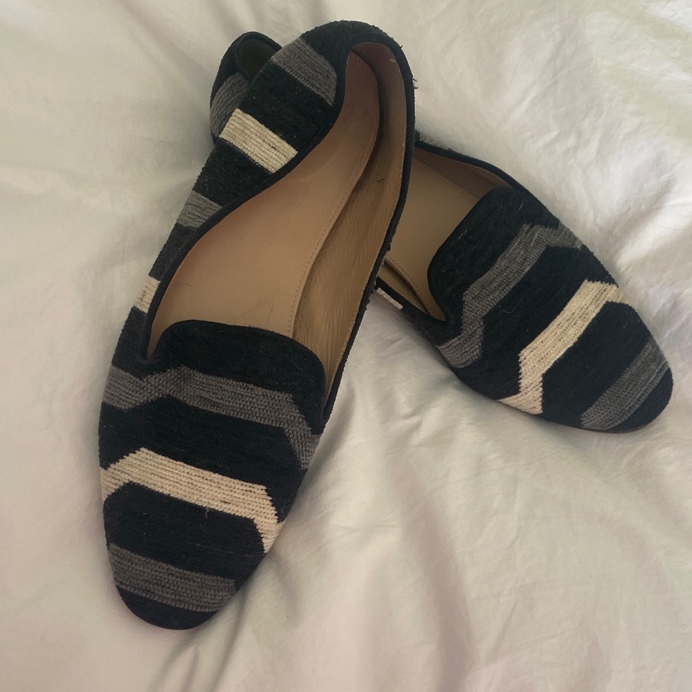 J. Crew Black and Gray Patterned Loafers